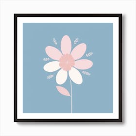 A White And Pink Flower In Minimalist Style Square Composition 656 Art Print