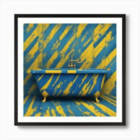 Blue And Yellow Bathroom Art Print