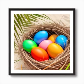 Colorful Easter Eggs In A Nest 5 Art Print