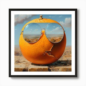 Orange With Sunglasses Poster