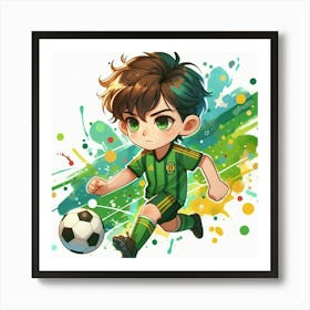 boy soccer player 1 Art Print