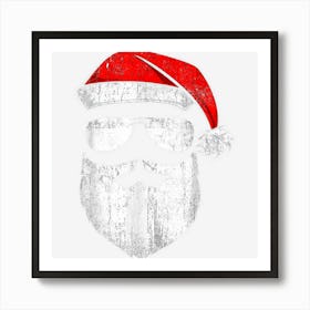 Mens Funny Santa Claus Face Sunglasses With Hat Beard Christmas Art Print