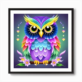 Rainbow Owl 5 Art Print