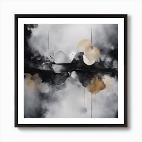 Abstract Minimalist Painting That Represents Duality, Mix Between Watercolor And Oil Paint, In Shade (31) Art Print