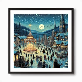 Winter Village Art Print