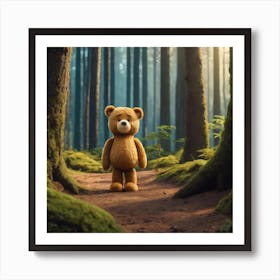 Ted Bear In The Forest Art Print