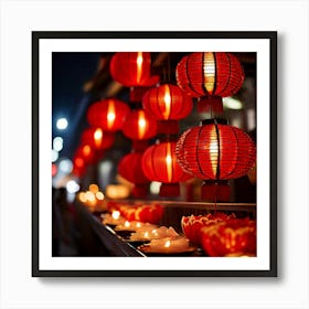 Lanterns Red Fireworks Dragon Festival Reunion Prosperity Joy Luck Fortune Blessings Fami (2) 1 Art Print