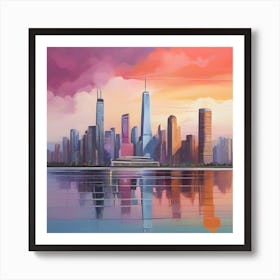 Sunset Over Chicago Art Print