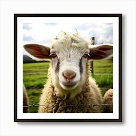 Fur Pet Cute Wool Farm Animal Wood Countryside Head Shot Country Head Graze Mammal Green (3) Art Print