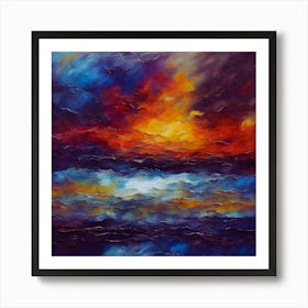 Stormy Horizon Over The Ocean Art Print