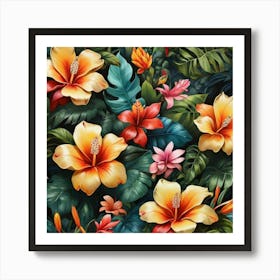 Tropical Forest Flower Craze Art Print 0 Art Print