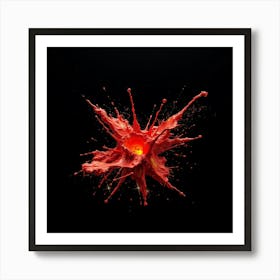 Splash Of Red Liquid On Black Background Art Print