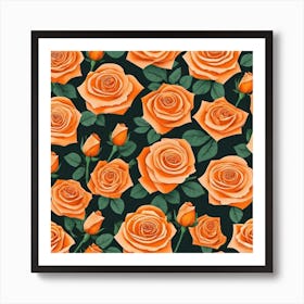 Orange Roses Pattern Art Print