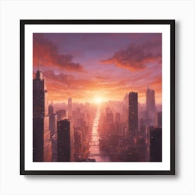 Sunset Cityscape Art Print