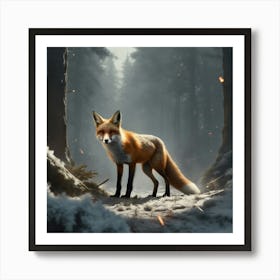 Fox In The Woods 32 Art Print