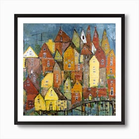 Colourful Houses Square Art Print