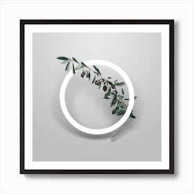 Vintage Olives Minimalist Floral Geometric Circle on Soft Gray n.0359 Art Print