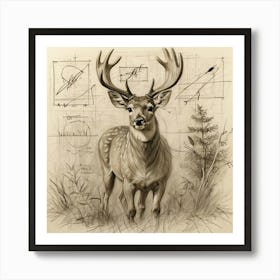 Deer Drawing 42 Art Print