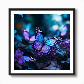 Butterfly On Purple Flower Art Print