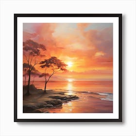 Sunset At The Beach Art Print