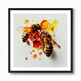 Bees And Honey: The bees produce honey , the bees band Art Print