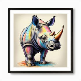 Colorful Rhino Art Print