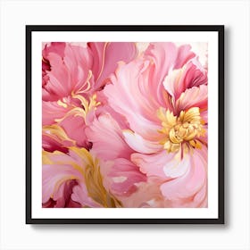 Pink Flowers Wallpaper 1 Art Print