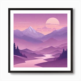 Misty mountains background in purple tone 10 Art Print