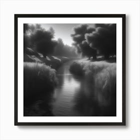 River In Black And White 10 Art Print