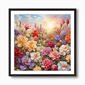 Flowers At Sunset Art Print