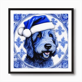 Santa Claus Dog Art Print