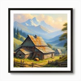 Farm In The Mountains 1 Art Print