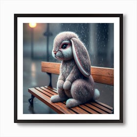 Rabbit In The Rain 1 Art Print