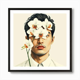 Man With Orchids Art Print