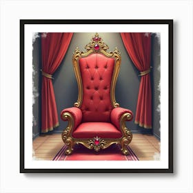 Garnet Tiara, Watercolor, Regal Throne Room 1 Art Print