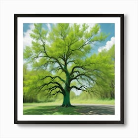 Large Oak Tree Art Print