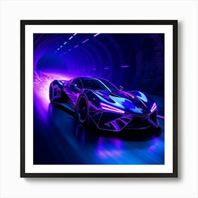 Futuristic Car In A Tunnel Art Print