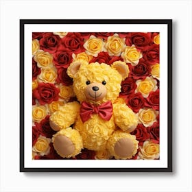 Teddy Bear With Roses 6 Art Print