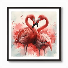 Flamingos In Love 10 Art Print