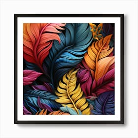 Colorful Feathers Seamless Pattern 2 Art Print