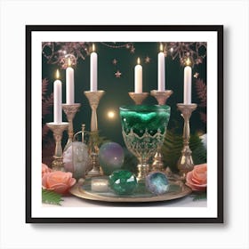 Emeralds And Candles Art Print