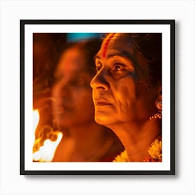 Hindu Woman Holding A Candle Art Print