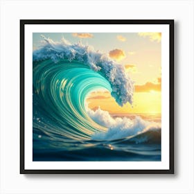 Ocean Wave At Sunset Art Print