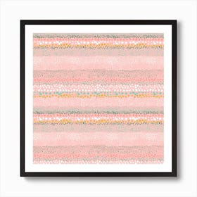 Little Textured Dots Pink Square Art Print