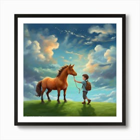 Boy And A Horse Art Print