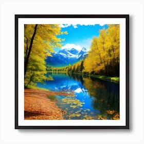 Autumn Leaves By The Lake 2 Art Print