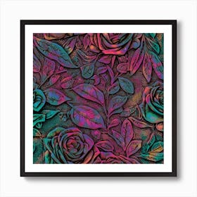 Roses: and textured leather Art Print