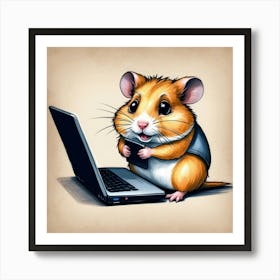 Hamster On A Laptop 3 Art Print