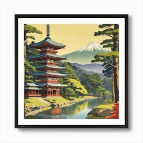 Nara Park Japan Vintage Travel Art 2 Art Print 1 Poster