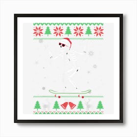 Skull With Santa Hat Skeleton Dancing Ugly Christmas Art Print